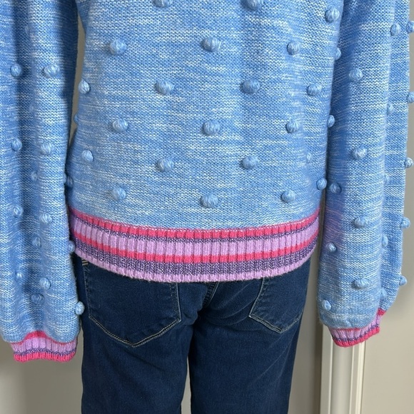 Lilly Pulitzer Verna Sweater Pom Pom Blue Pink Womens Crewneck Sz M - Picture 8 of 14